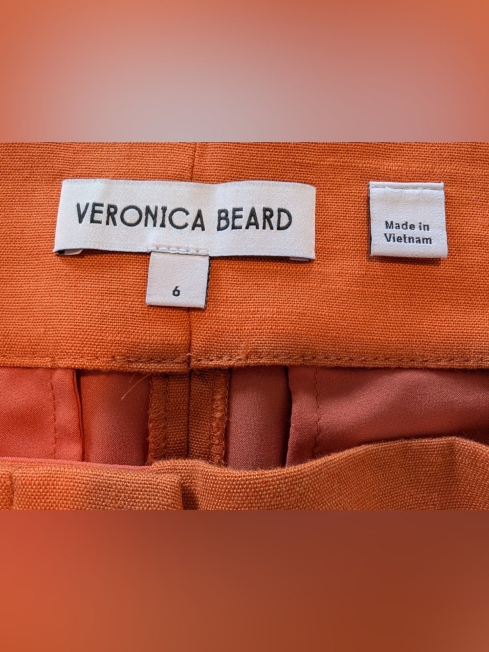 Veronica Beard Franzi Linen Blend Pleated Shorts Orange Size 6 - Picture 7 of 12